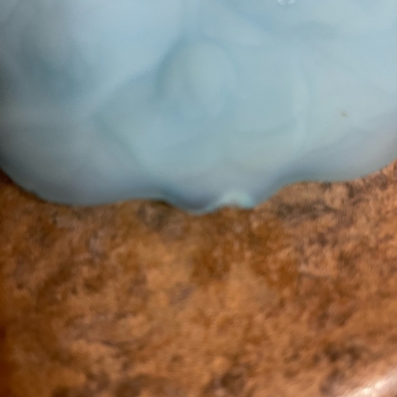 Fenton Water Lily Milk Glass, Blue Satin Custard Pedestal Candy Dish - Picture 14 of 15